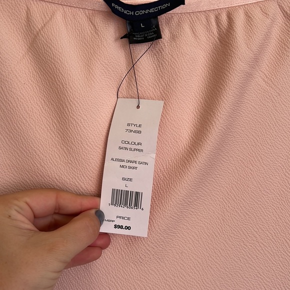 French Connection Light Pink Midi Skirt New with Tags - Picture 3 of 5